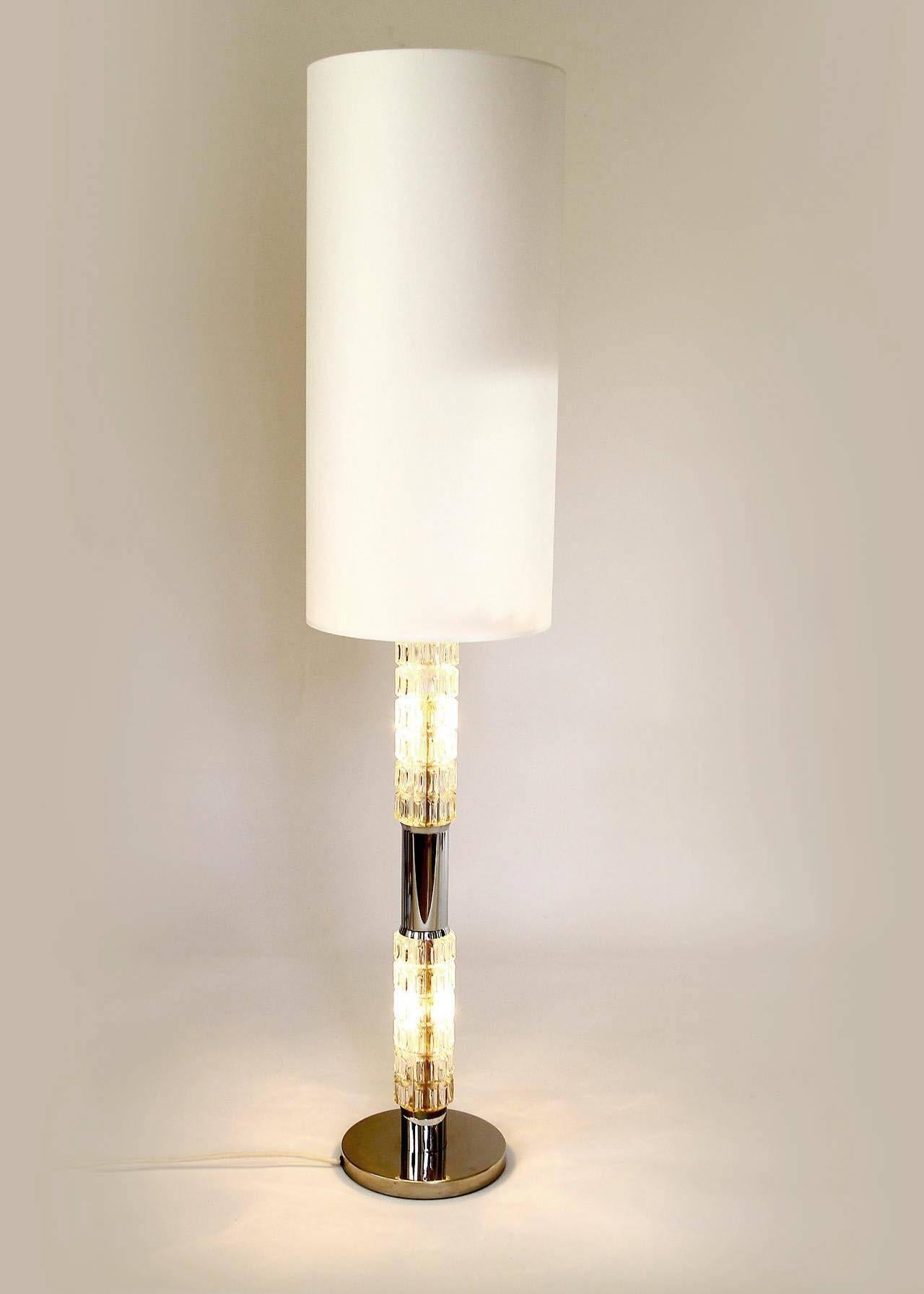 Mid-Century Modern Richard Essig Floor or Table Lamp with Illuminated Glass Stand, 1970s For Sale