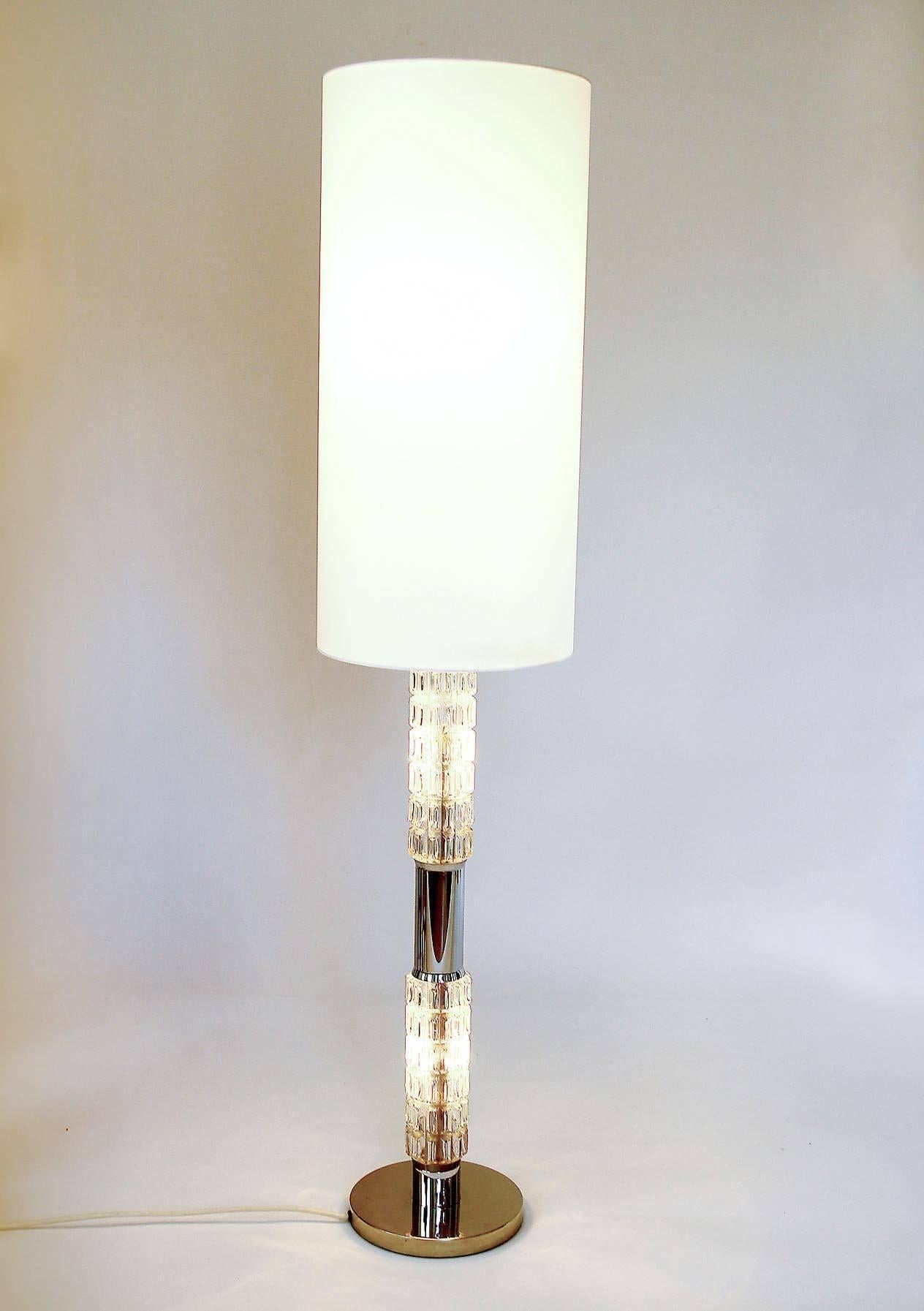 German Richard Essig Floor or Table Lamp with Illuminated Glass Stand, 1970s For Sale