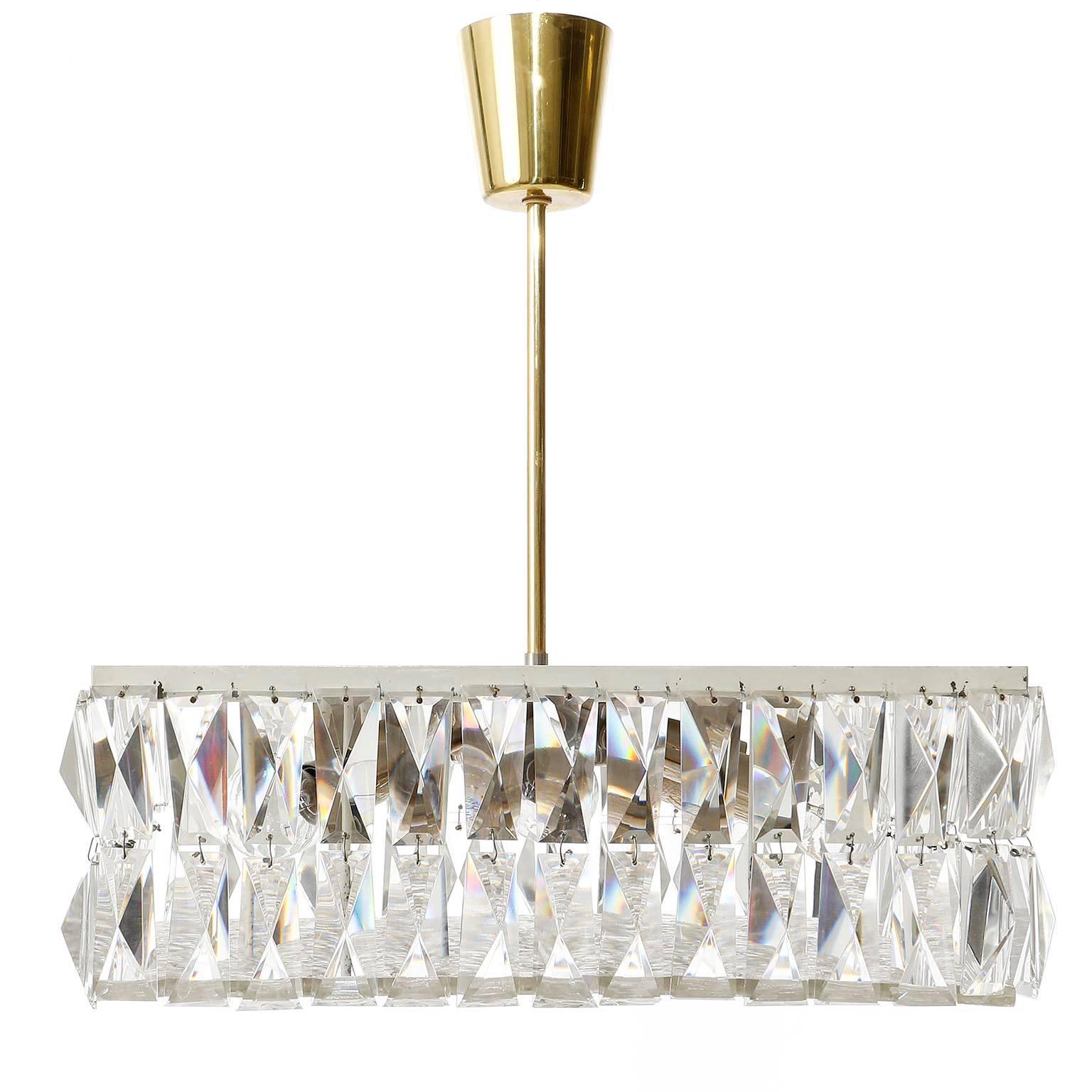 Square Kalmar Light Fixture, Textured and Crystal Glass, 1960s, One of Two (Österreichisch)