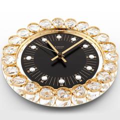 Wall Clock by Junghans, Germany, Gold Crystal Glass Mirror, 1970s