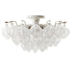 Three Large Kalmar 'Tulipan' Flush Mount Light Fixtures, Blown Glass, 1970