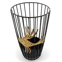 Umbrella Stand Fish, Brass Blackened Metal, Walter Bosse, Austria, 1950s