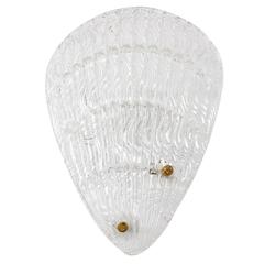 1 of 3 Shell Textured Glass Sconces Wall Lights by Rupert Nikoll, Vienna, 1950s