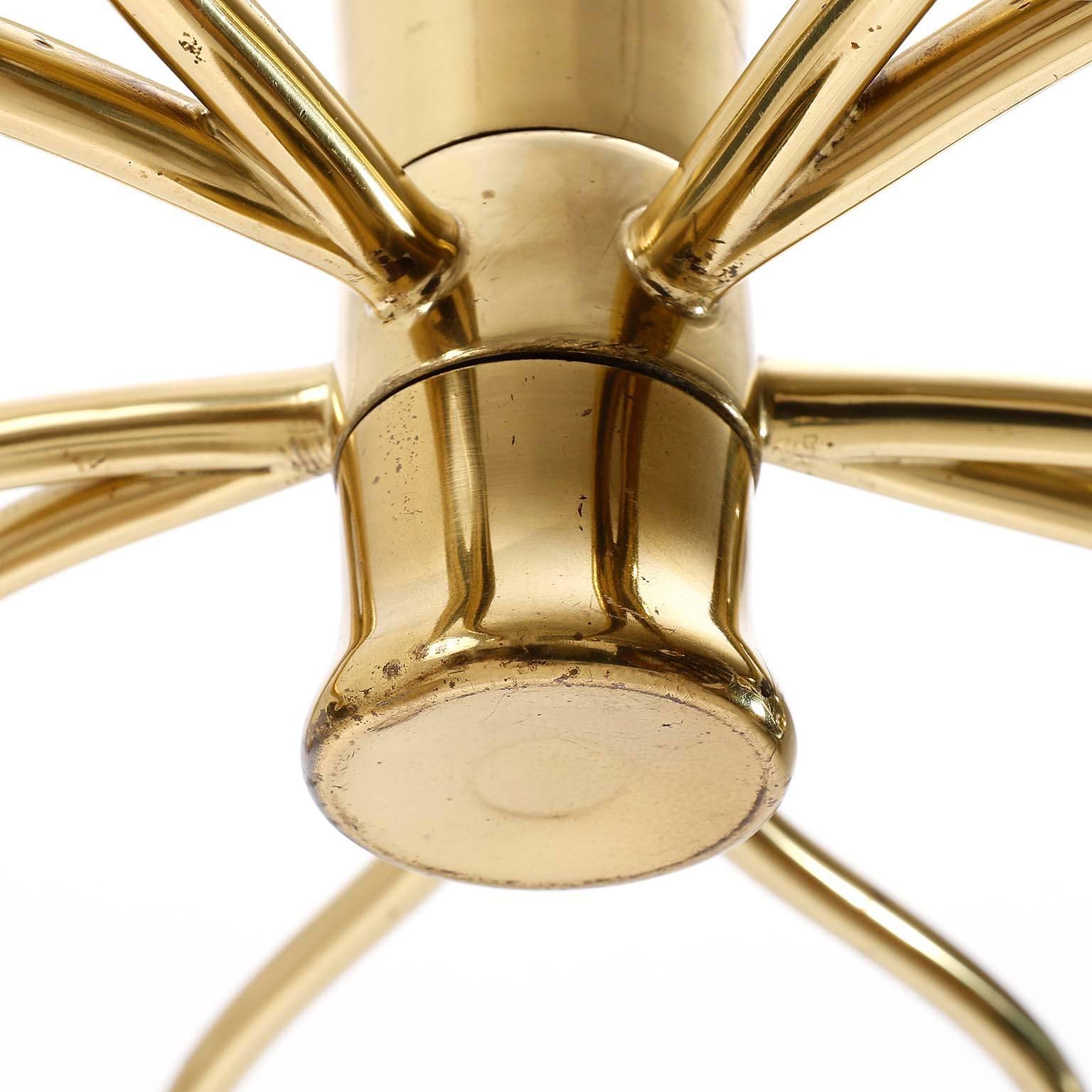 Mid-20th Century Two Kalmar Brass Sputnik Spider Flush Mount Lights, 1960s