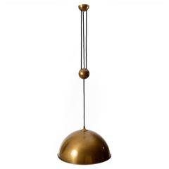 Florian Schulz Dome Counter Balance Pendant Light, Patinated Brass, 1970