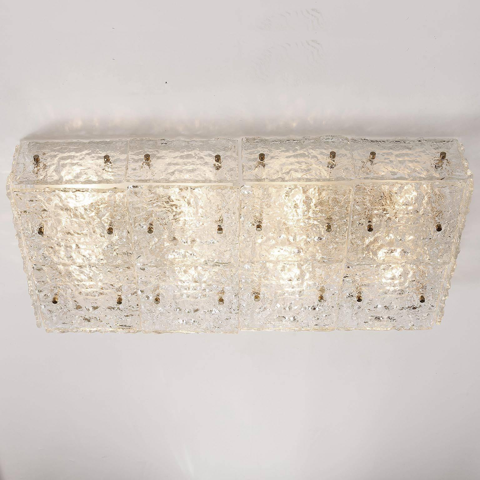 Enameled Large Kalmar 'Dachstein' Glass Flush Mount Light or Sconce, 1970