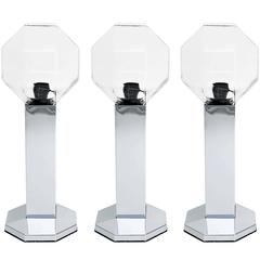 Set of Motoko Ishii Chrome Table, Wall or Ceiling Lights, Staff Leuchten, 1970s 9