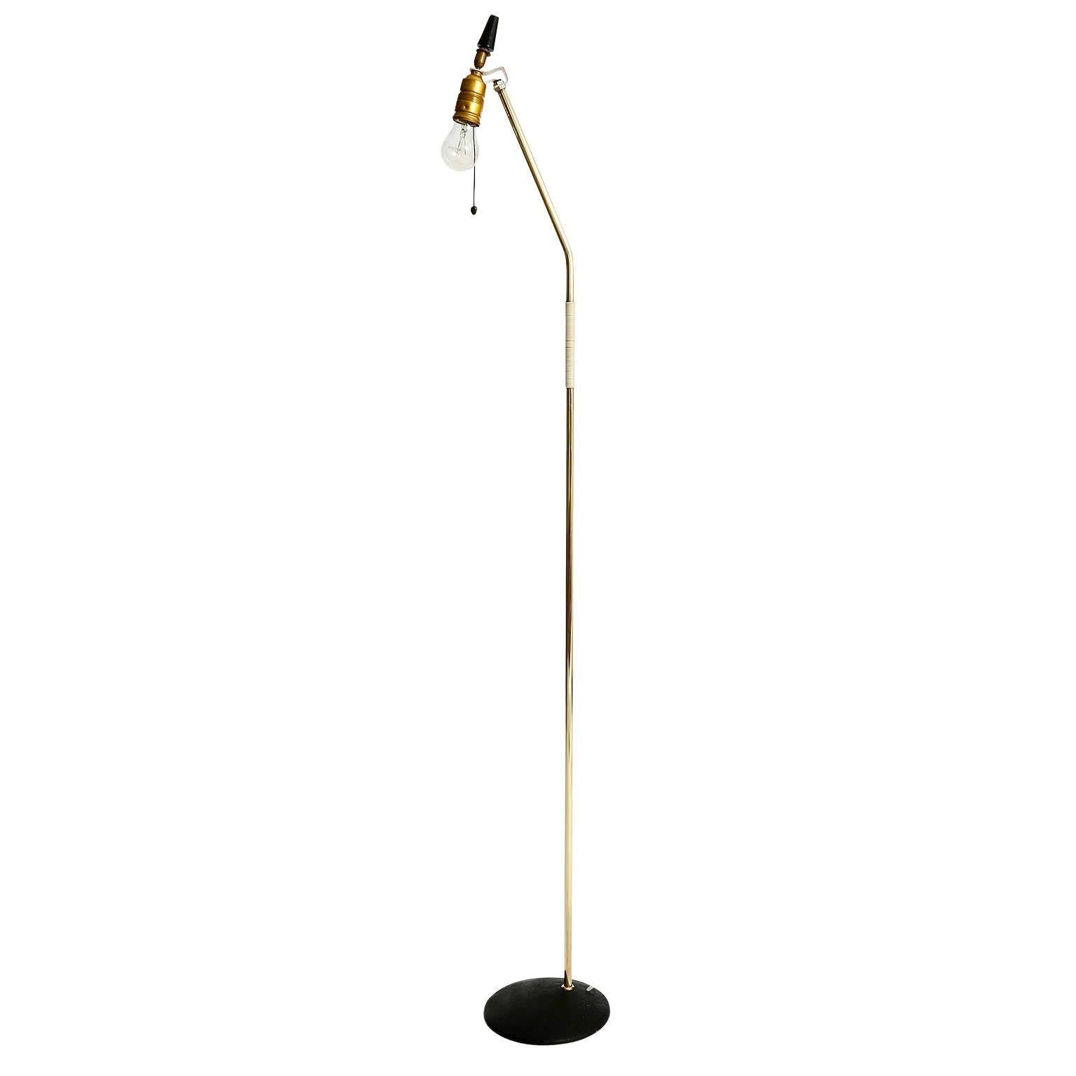 Austrian Floor Lamp, Brass Black Cast Iron, Austria, 1960