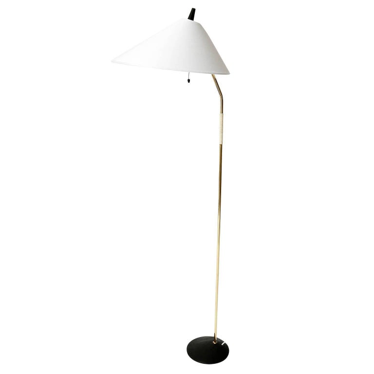 Floor Lamp Brass Black Cast Iron Austria 1960