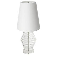 Large Karl Springer Style Table Lamp, Stacked Lucite Chrome, 1970