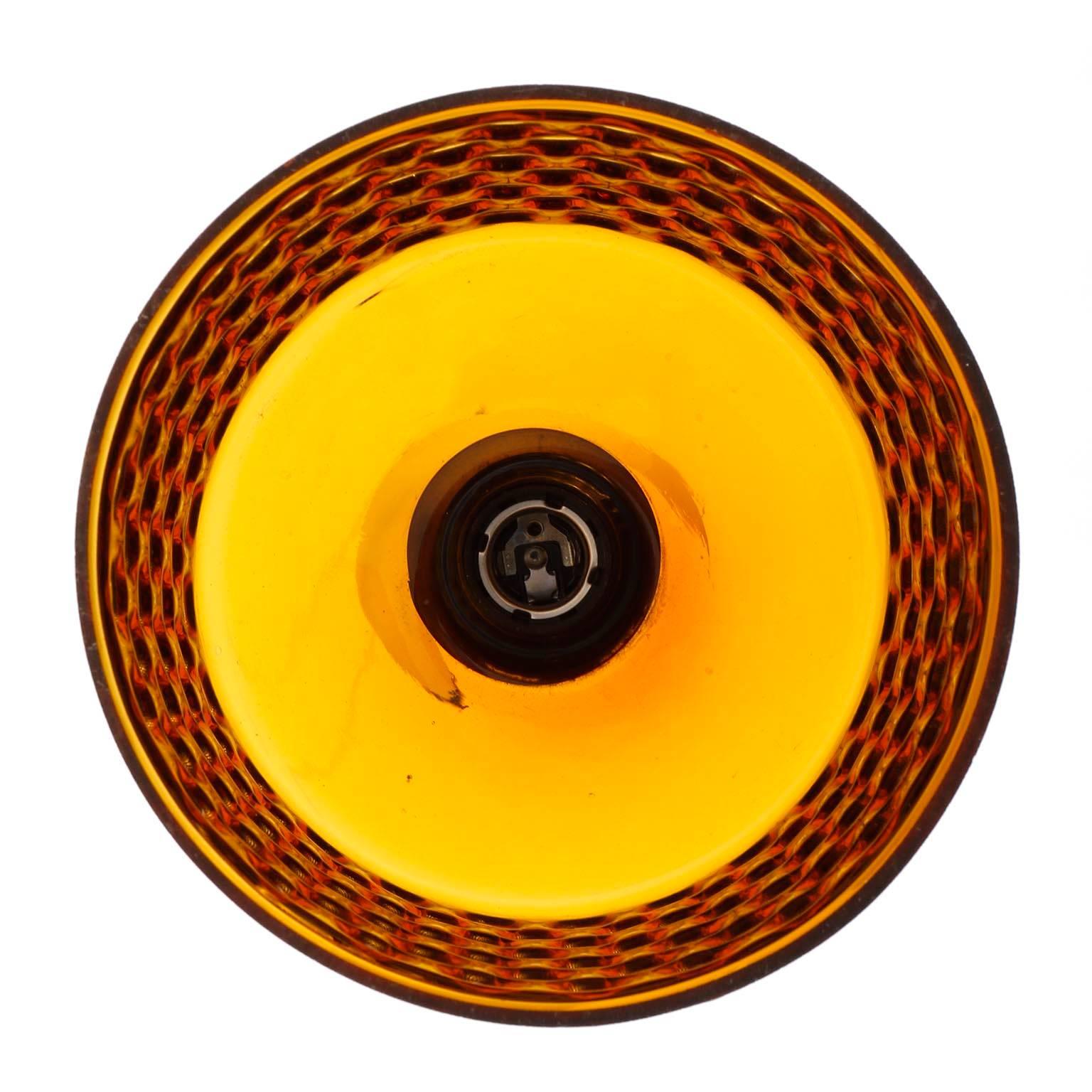 European Pendant Light, Orange Acrylic Glass Black Metal, 1970