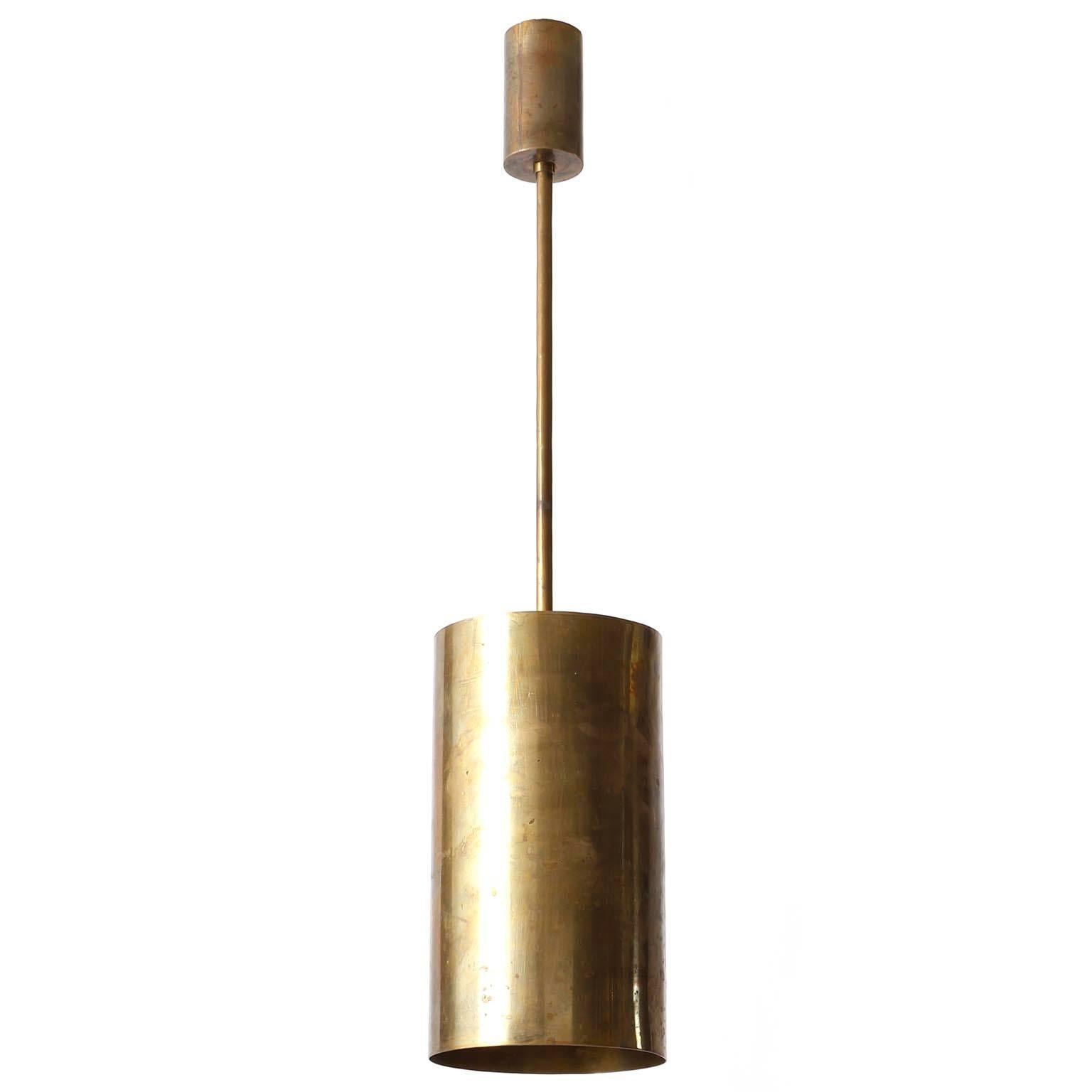 Mid-Century Modern Set of Three Pendant Lights, Patinated Brass, 1970