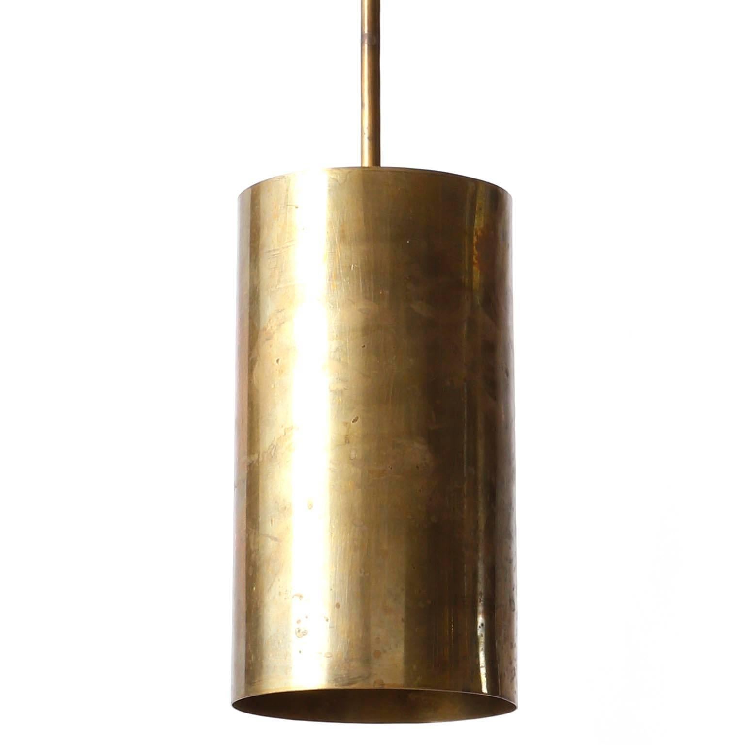Set of Three Pendant Lights, Patinated Brass, 1970 1