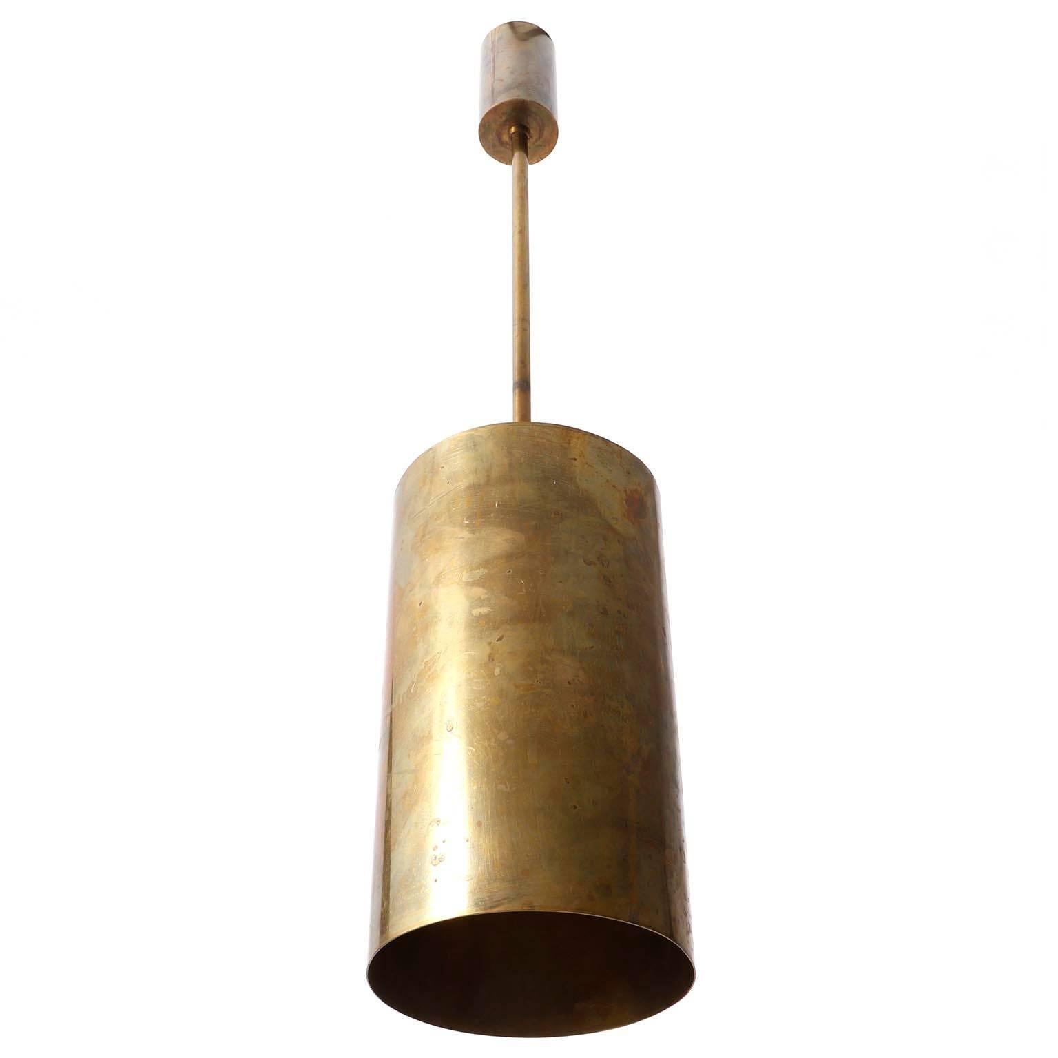 Italian Set of Three Pendant Lights, Patinated Brass, 1970