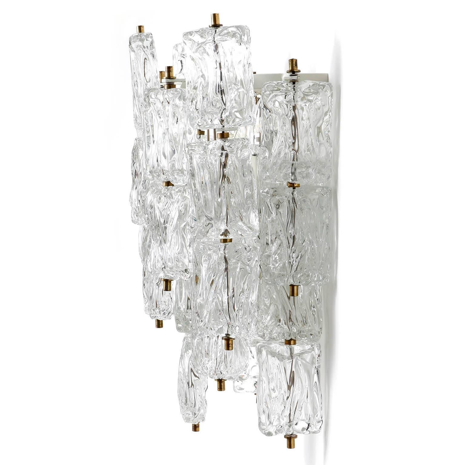 Italian Large Sconce Wall Light, Glas Brass, Werkstätten München, Aureliano Toso, 196