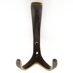 Set of Three Coat Wall Hooks Blackened Brass by Hertha Baller, Austria, 1950s