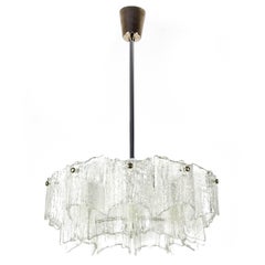 Kalmar Chandelier Light Fixtures , Glass Nickel, 1960, One of Three