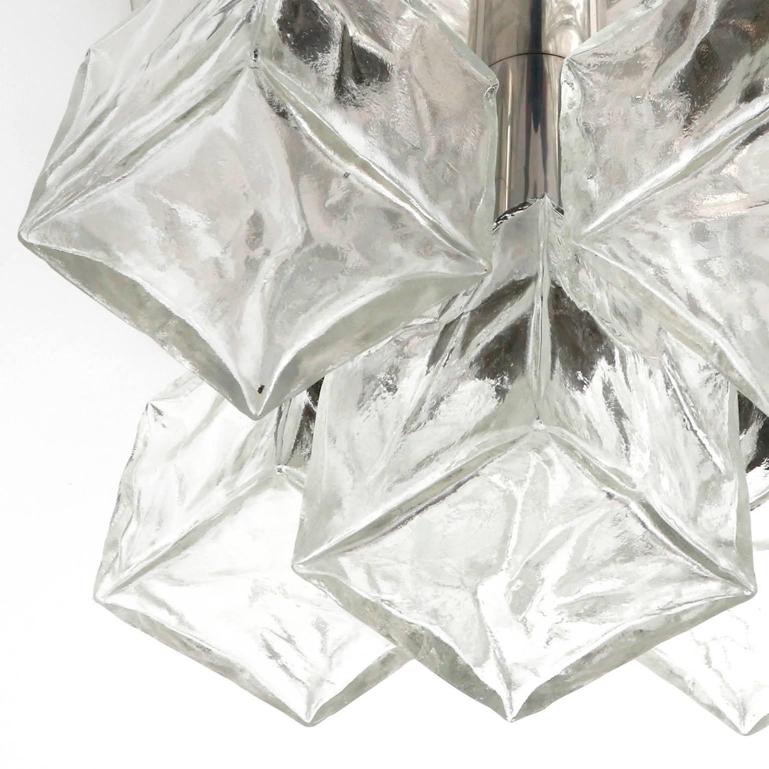 Glass One of Six Modulare Square Kalmar 'Cubus' Flush Mount Lights or Sconces, 1970s For Sale