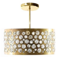 1 von 8 Pendelleuchten, gealtertes Messingglas, Rupert Nikoll, 1960