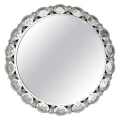 One of Two Palwa Backlit Mirrors Sconces Wall Lights, Nickel Crystal Glass, 1960