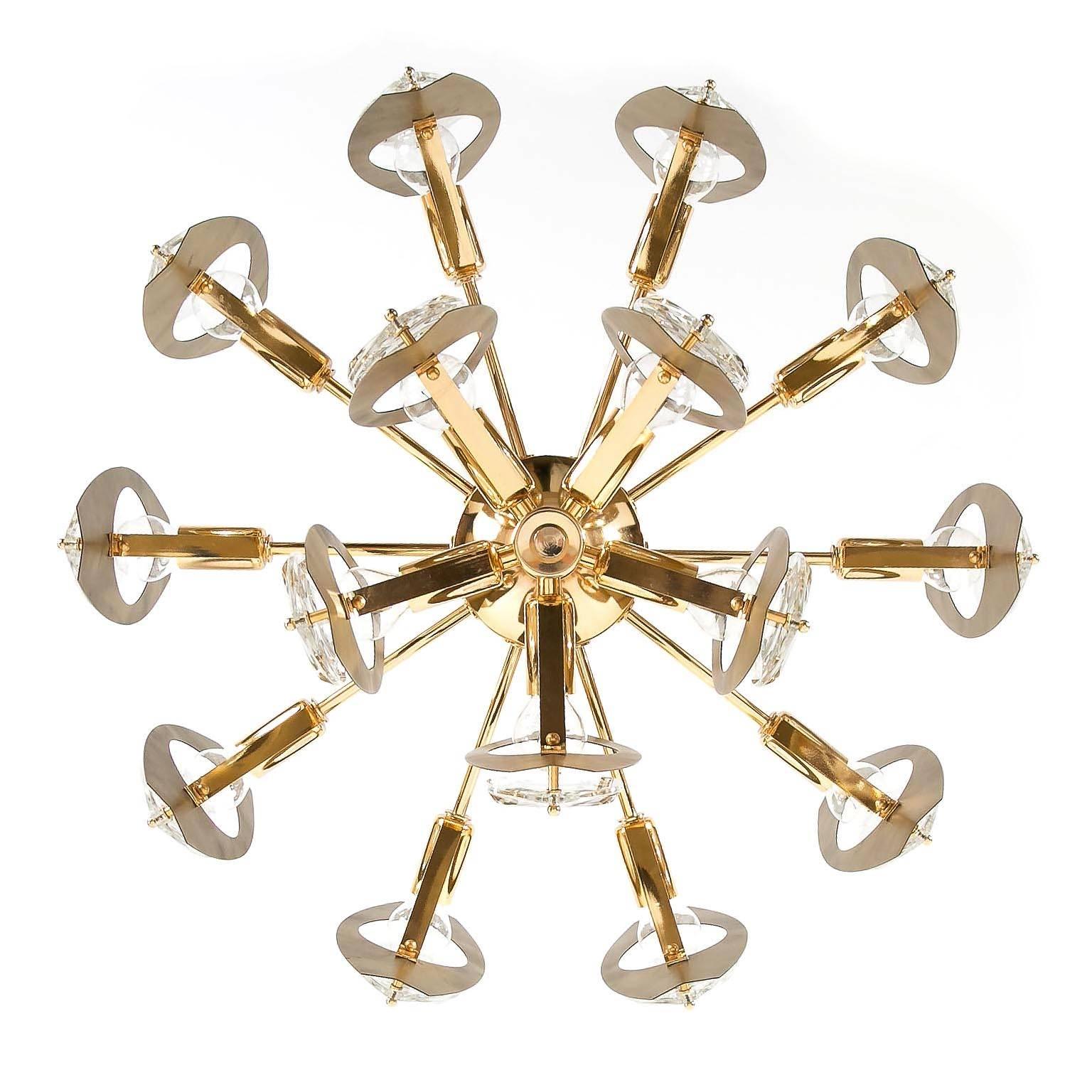 Lacquered Oscar Torlasco Chandelier, Glass Brass Glass, Italy, 1968 For Sale