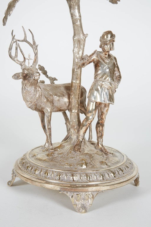 Antique English Deer and Hunter Centerpiece In Excellent Condition In New York, NY