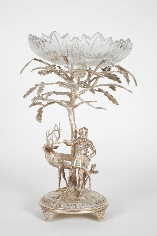 19th Century Antique English Deer and Hunter Centerpiece