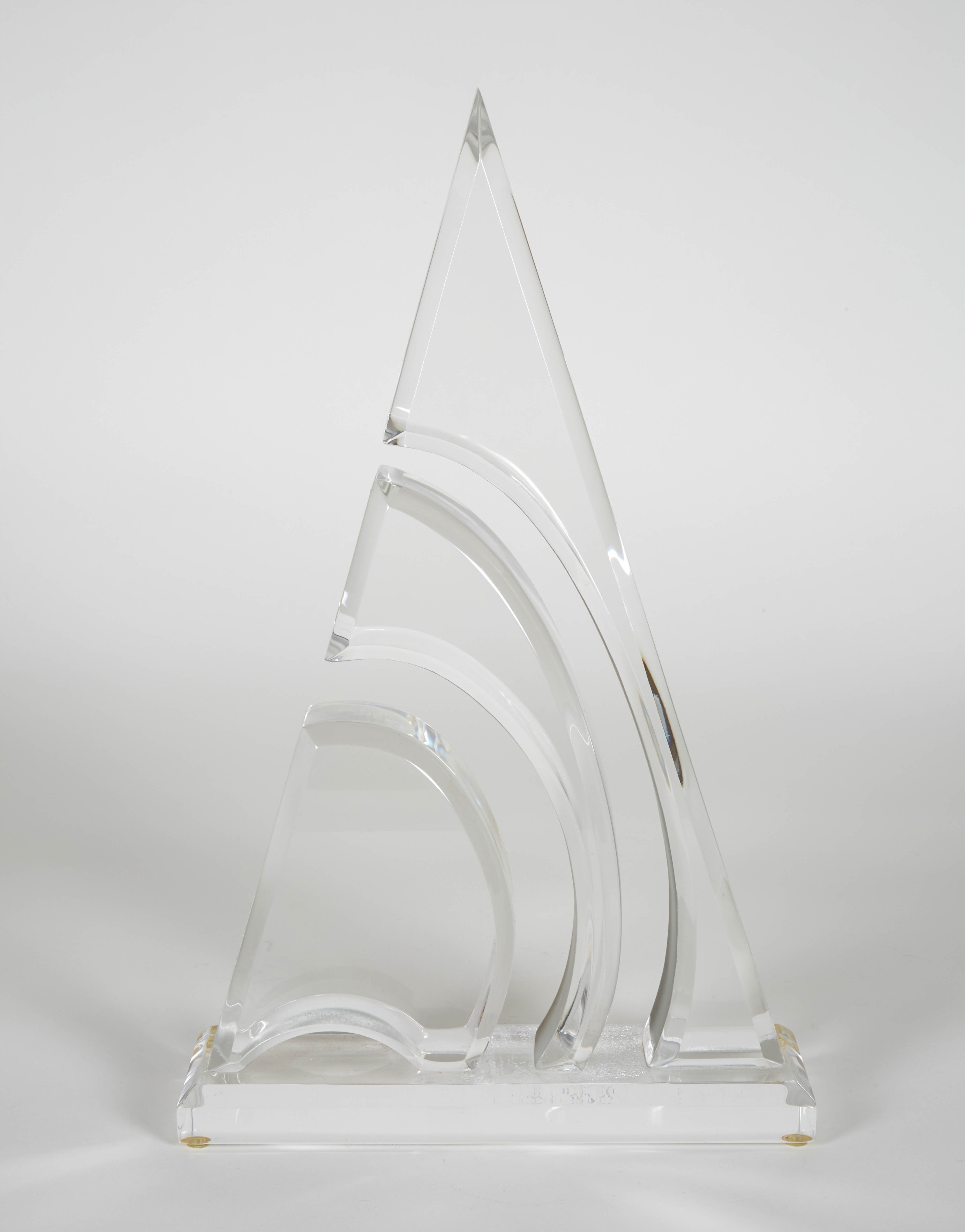 Vintage Lucite Sailboat Sculpture For Sale