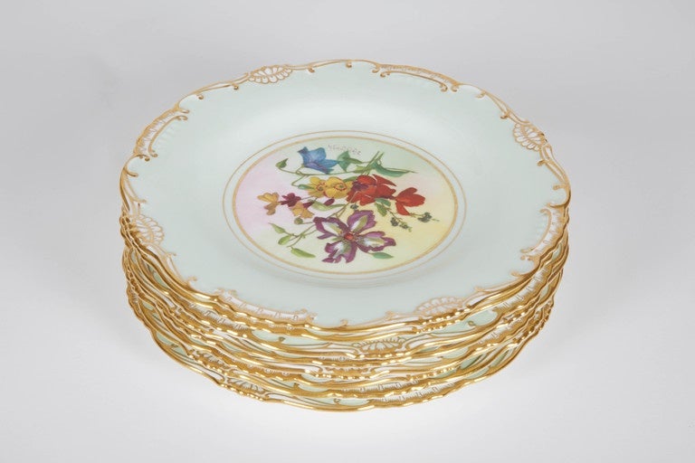 Other Set of Eight Floral Minton Plates, 1950s