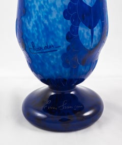 Monumental Vase of Glycine Blueberries Sign: Charder, Le Verre Francais.