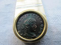 Vintage 18-Karat Gold Money Clip with Roman Coin