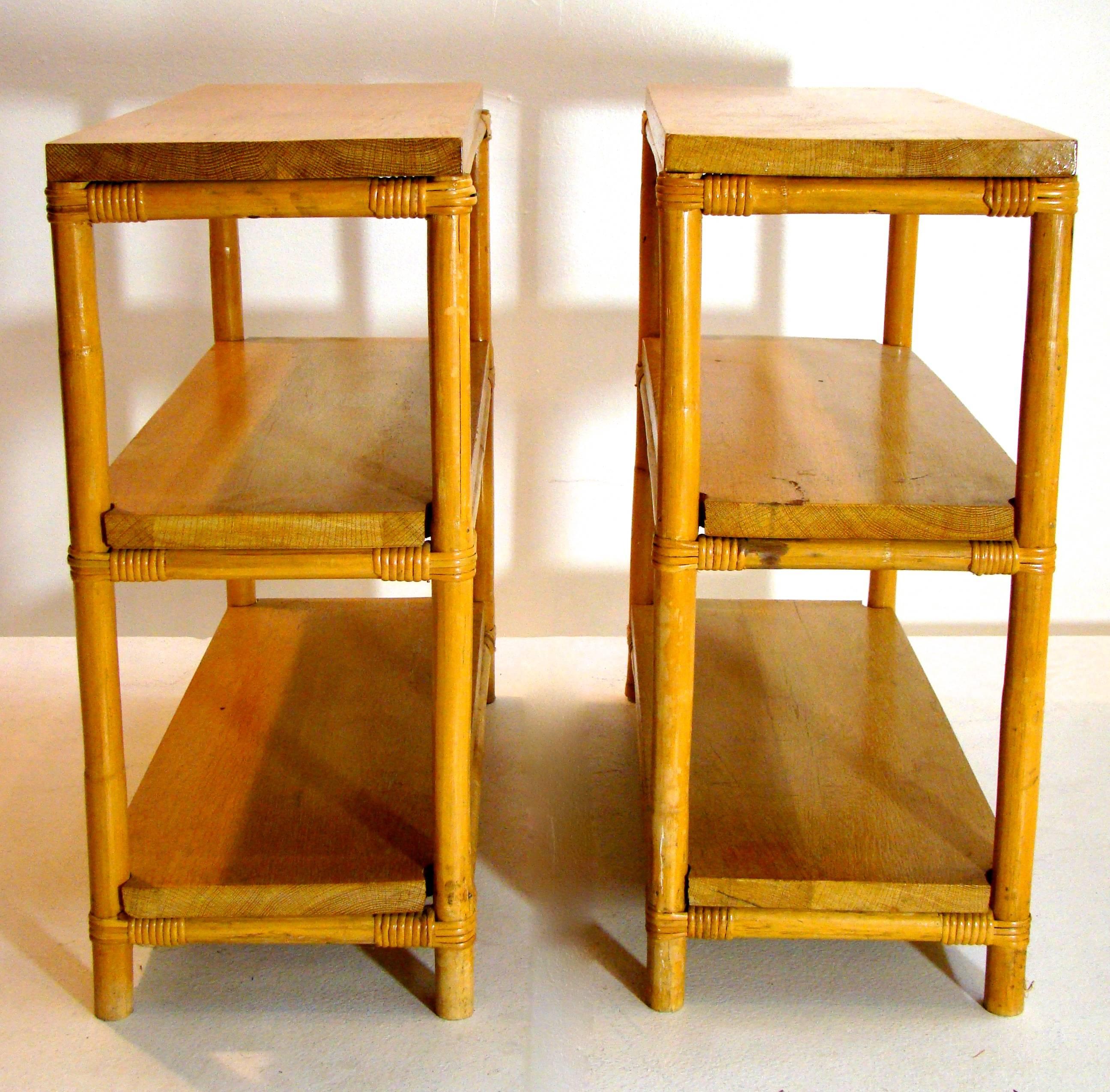 Pair of end tables after Paul Frankl. Entire suite of this furniture is available (see end image). Each piece is listed separately.  We believe these end tables to be Paul Frankl