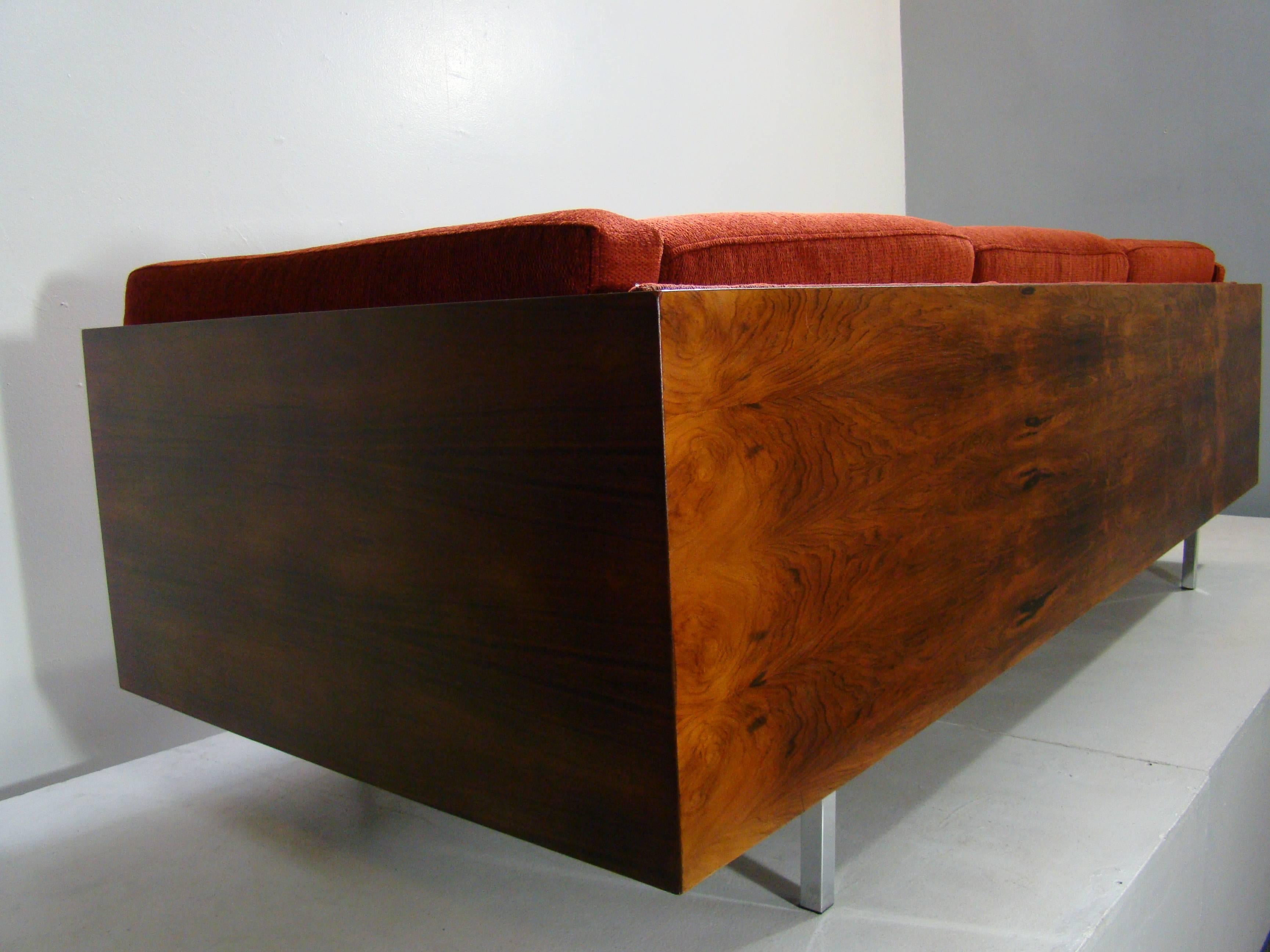 Polished Rosewood Case Sofa by Milo Baughman, USA