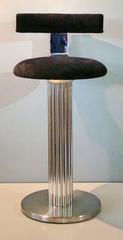 Modernist Pair of Chrome Steel Art Deco Style Swiveling Barstools