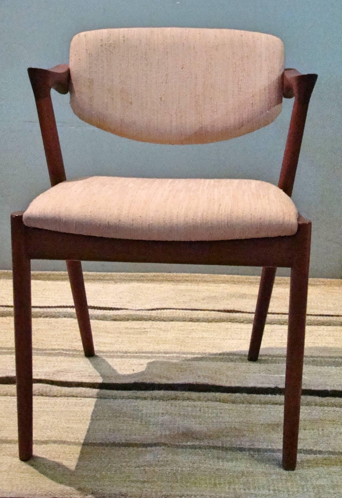 Mid-Century Modern Kai Kristiansen Set of Eight Teak Model 42 Danish Dining Chairs