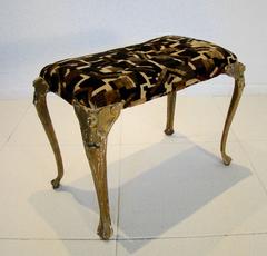 Art Deco/Nouveau Boudoir Bench/Stool with Nude Cast Metal Legs, circa 1920s
