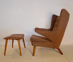 Iconic Papa Bear Chair and Ottoman by Hans Wegner for AP Stolen, Denmark
