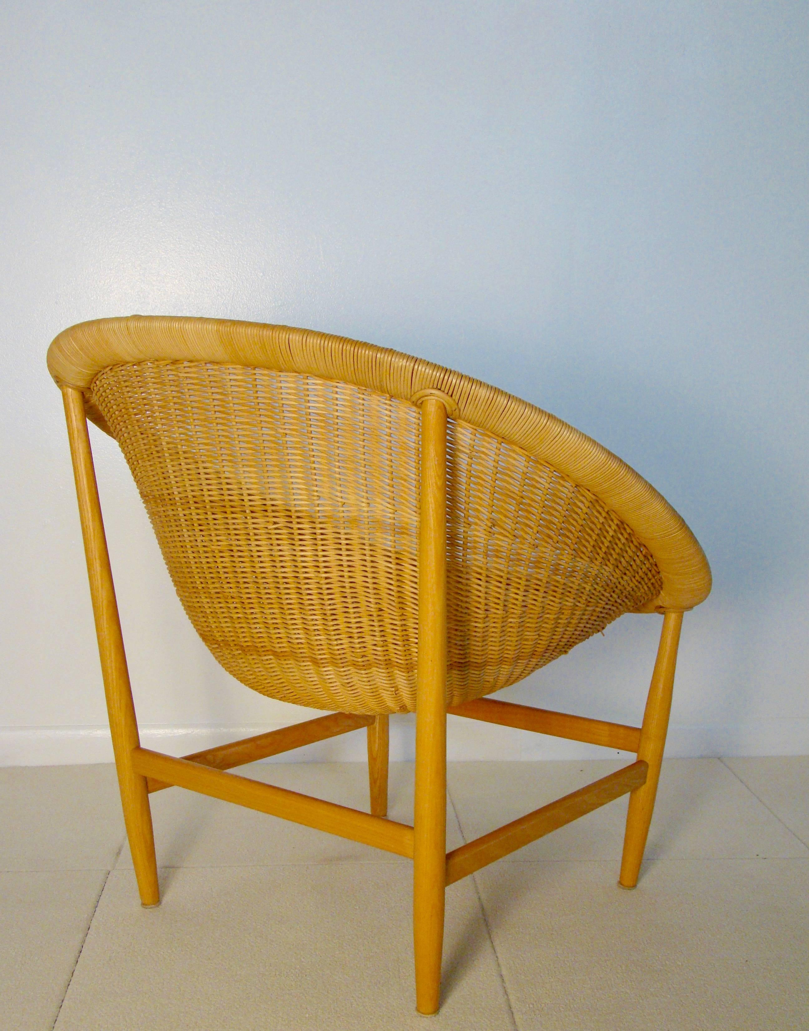Beautiful Wicker Basket Lounge Chair by Nanna Ditzel In Excellent Condition In Denver, CO