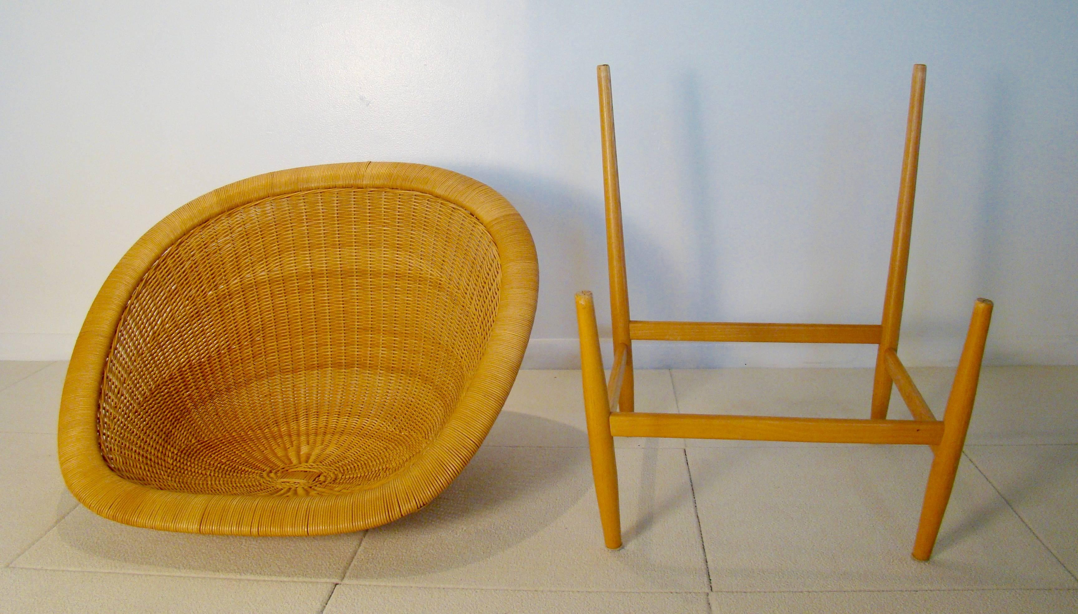 Beautiful Wicker Basket Lounge Chair by Nanna Ditzel 2