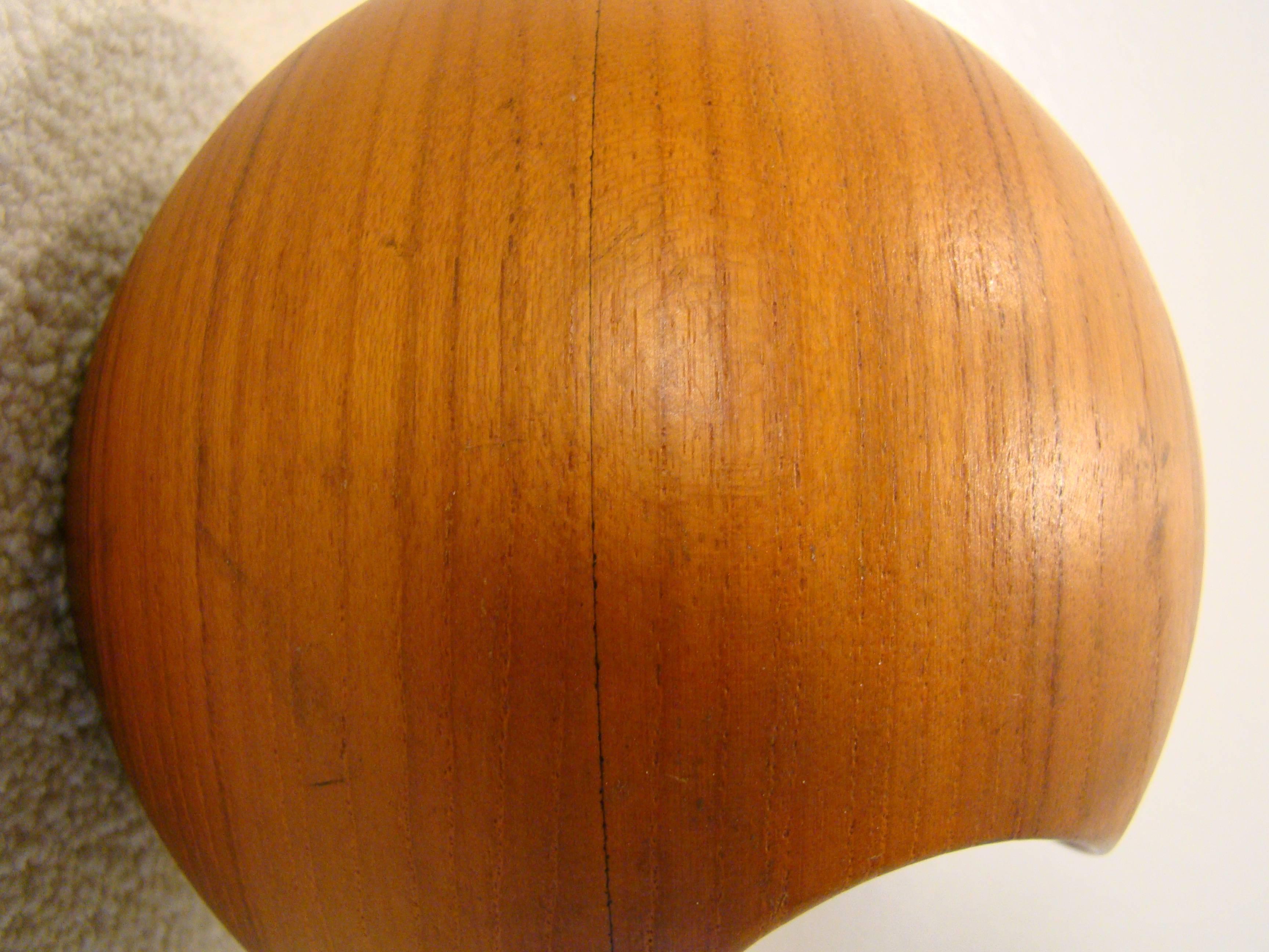 Teak Orb Nut Bowl and Serving Spoon by AB Sowe Konst, Sweden 1