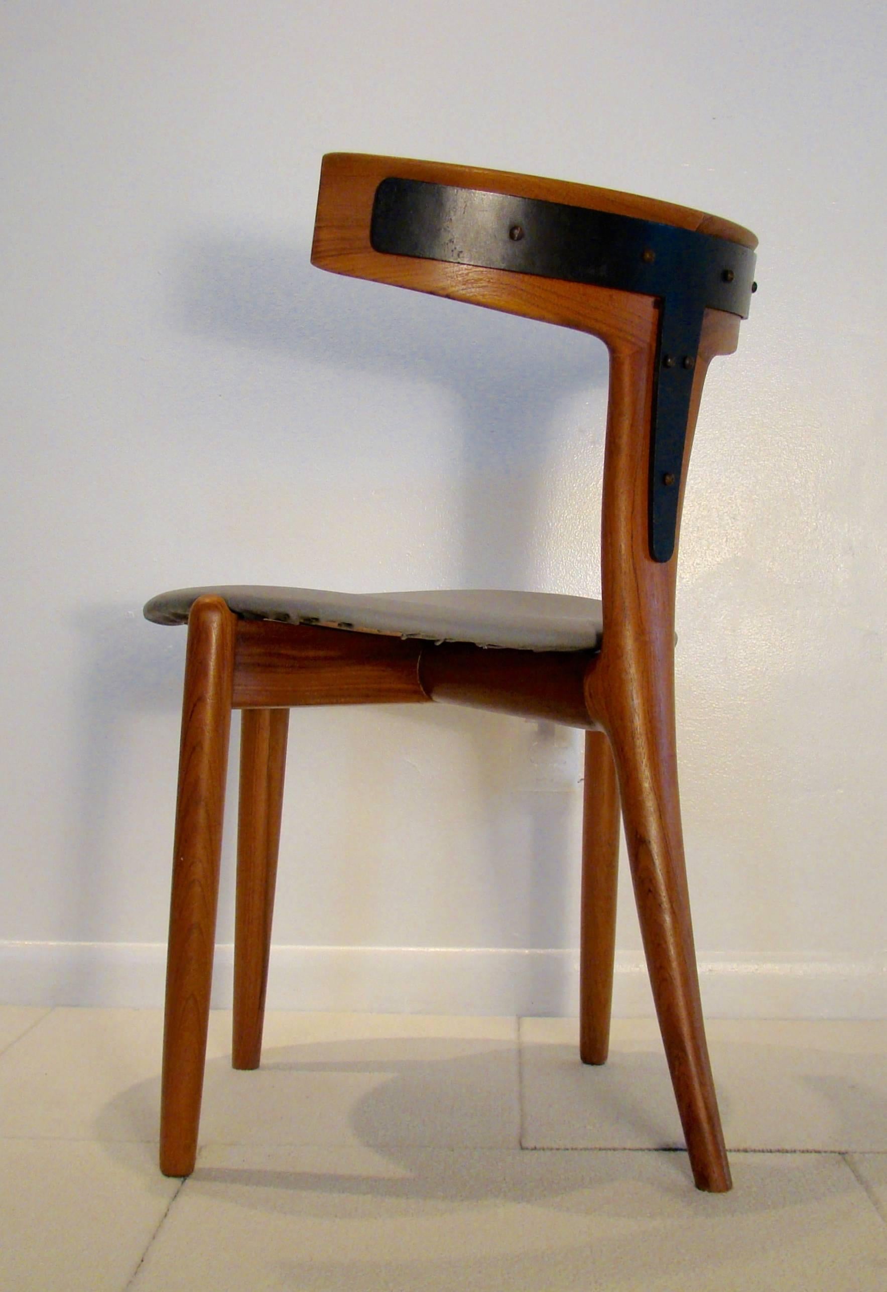 Leather Rare and Beautiful Dining Accent Chair by Kurt Ostervig for Moreddi, Denmark