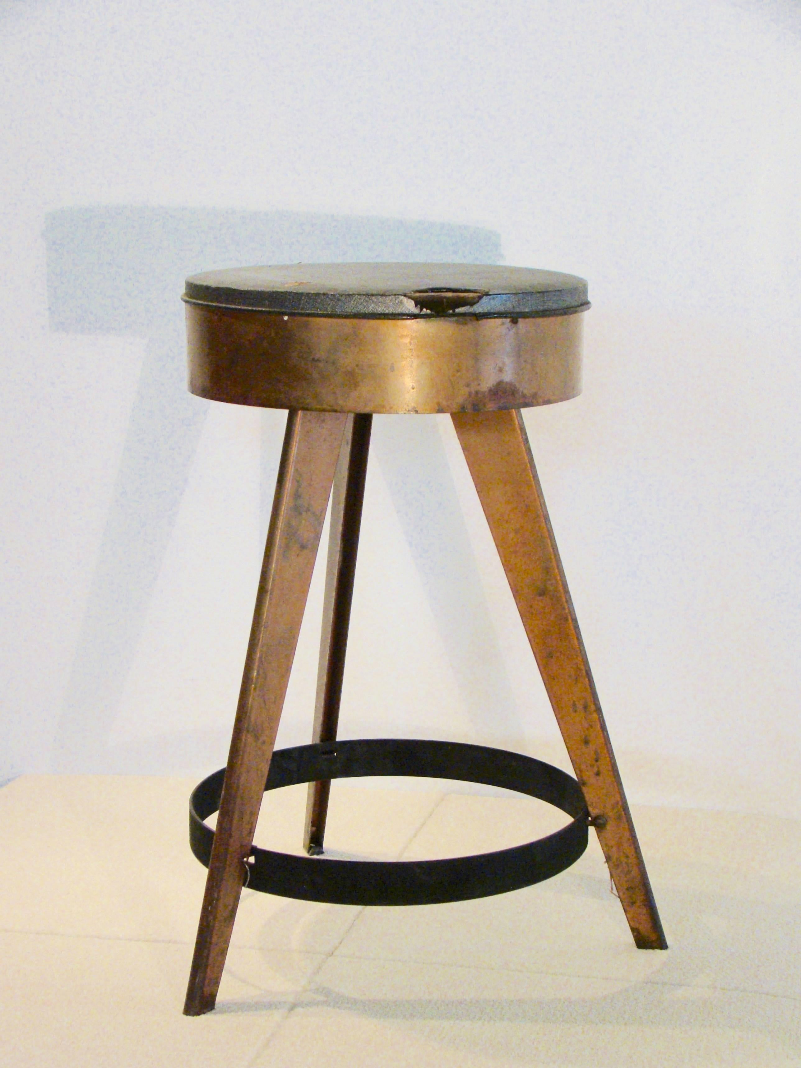 Mid-Century Modern Copper-Plated 'Machine-Age Style' Counter Stool, USA