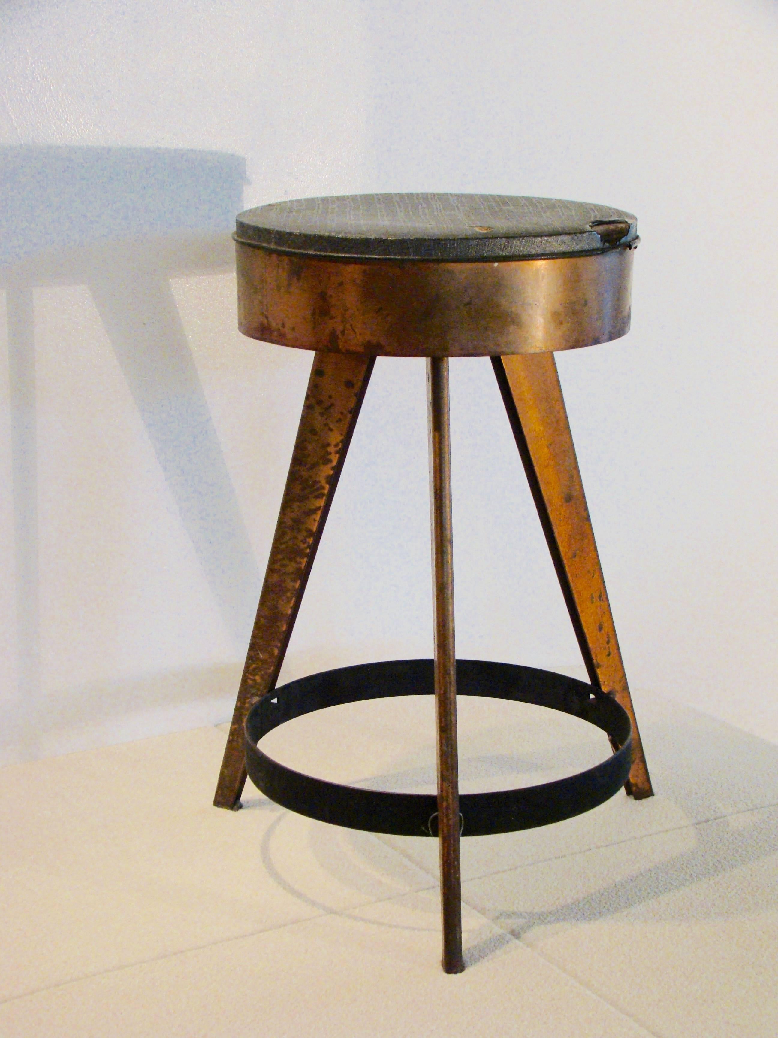 Mid-20th Century Copper-Plated 'Machine-Age Style' Counter Stool, USA
