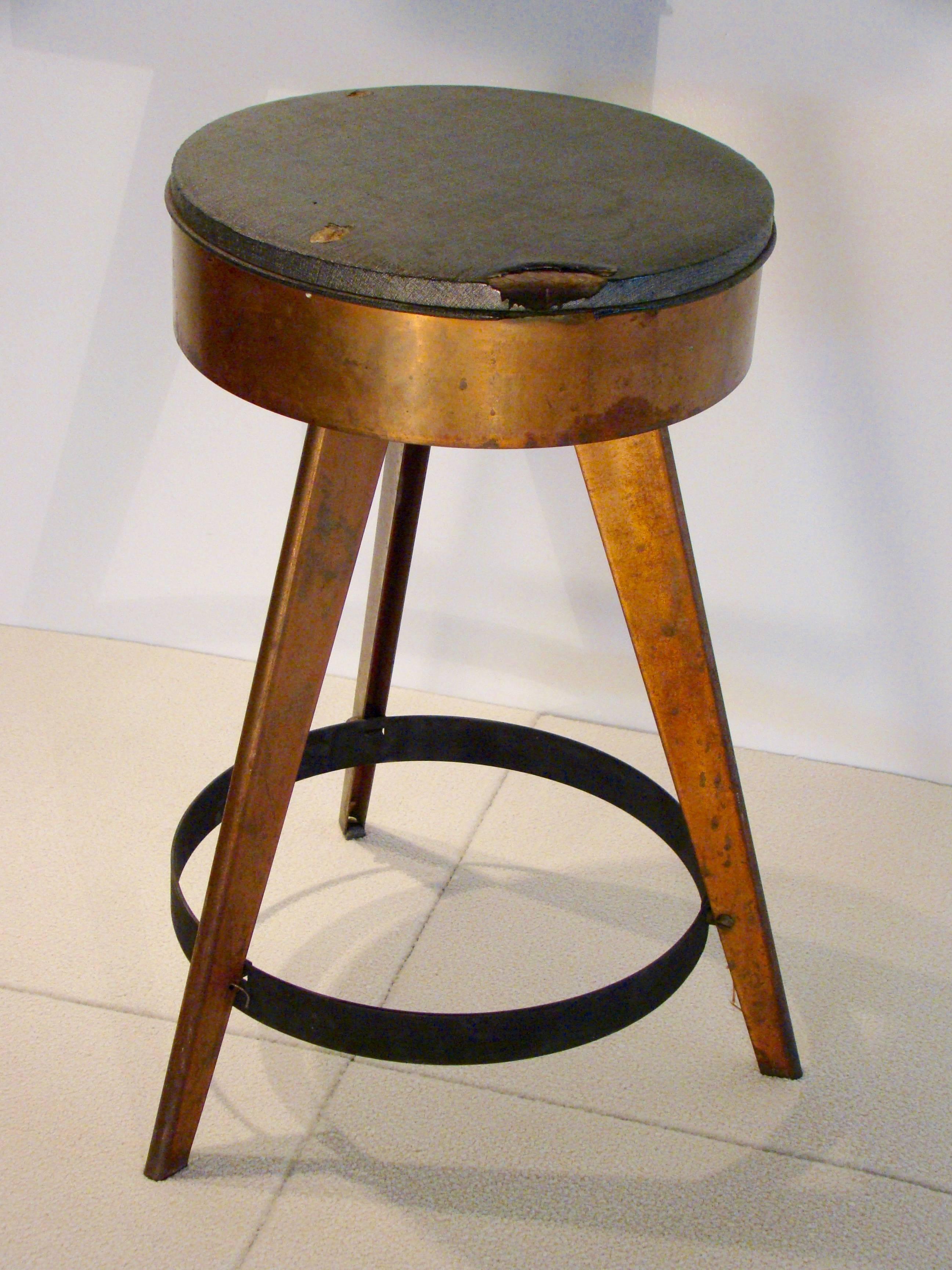Hand-Crafted Copper-Plated 'Machine-Age Style' Counter Stool, USA