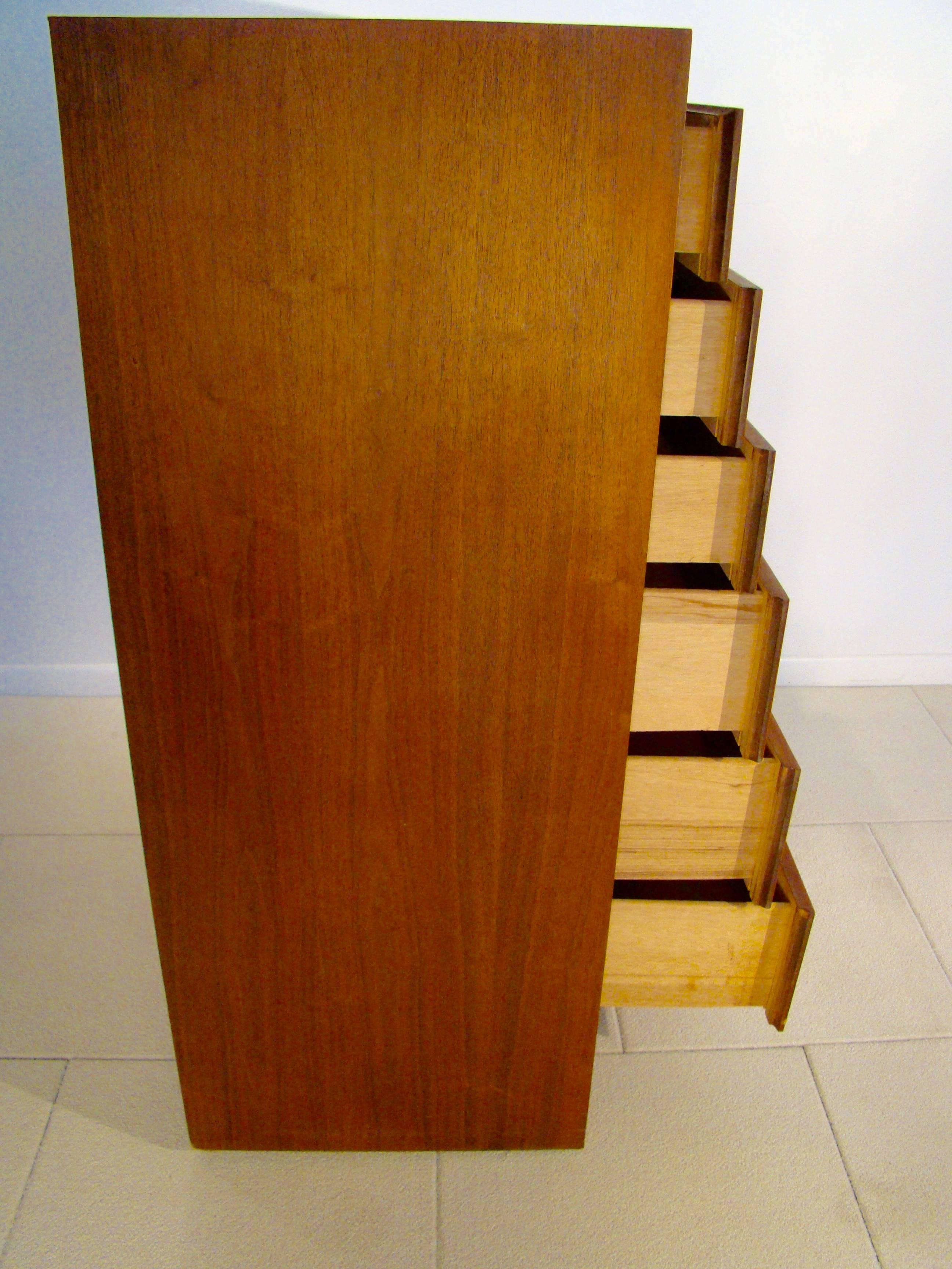 Late 20th Century Attributed to Milo Baughman for Dillingham Six-Drawer Walnut Highboy Dresser