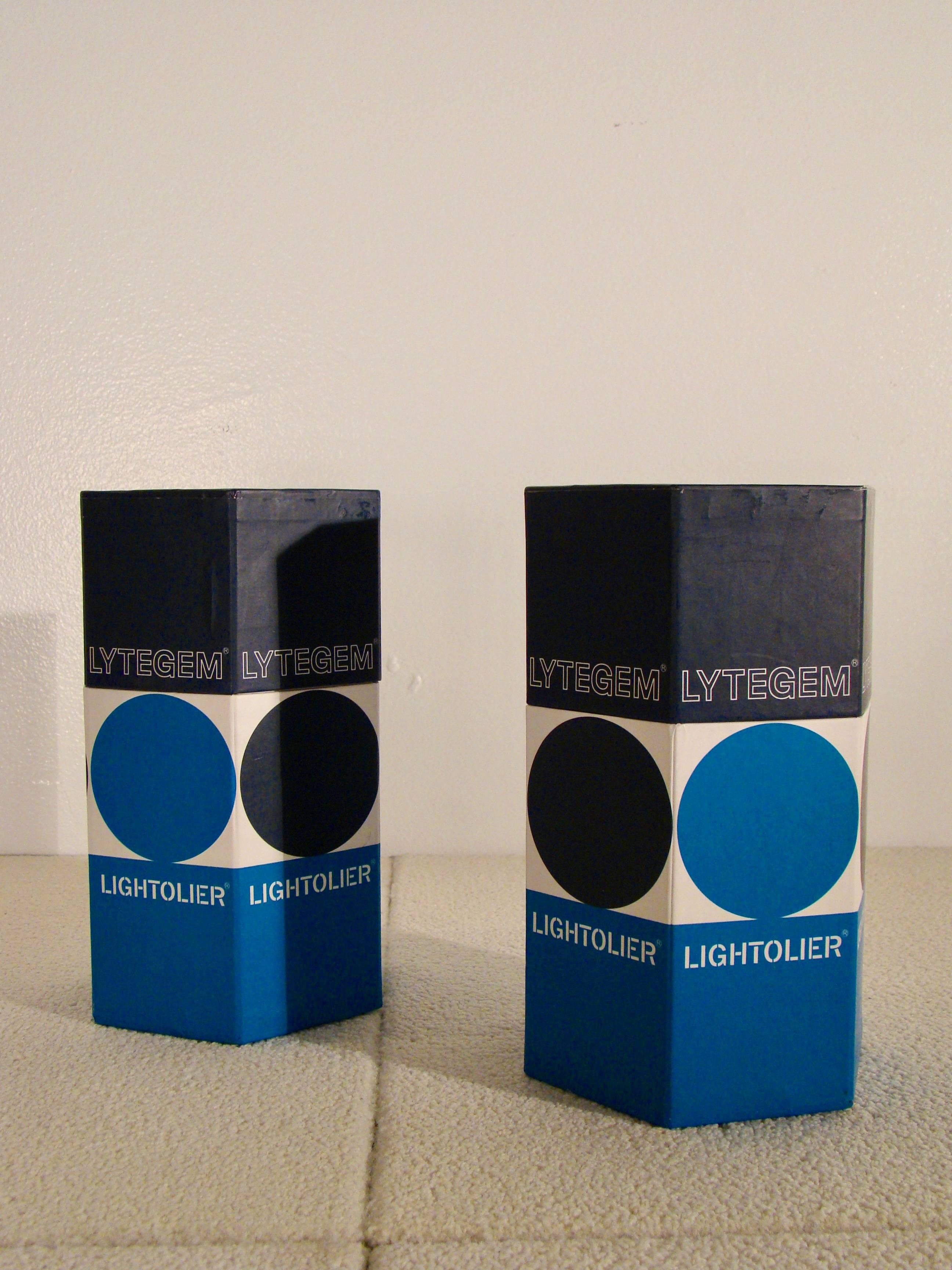 Michael Lax Lytegem Lightolie, Pair of Telescopic Eyeball Tasks Lamps in Box In Excellent Condition For Sale In Denver, CO