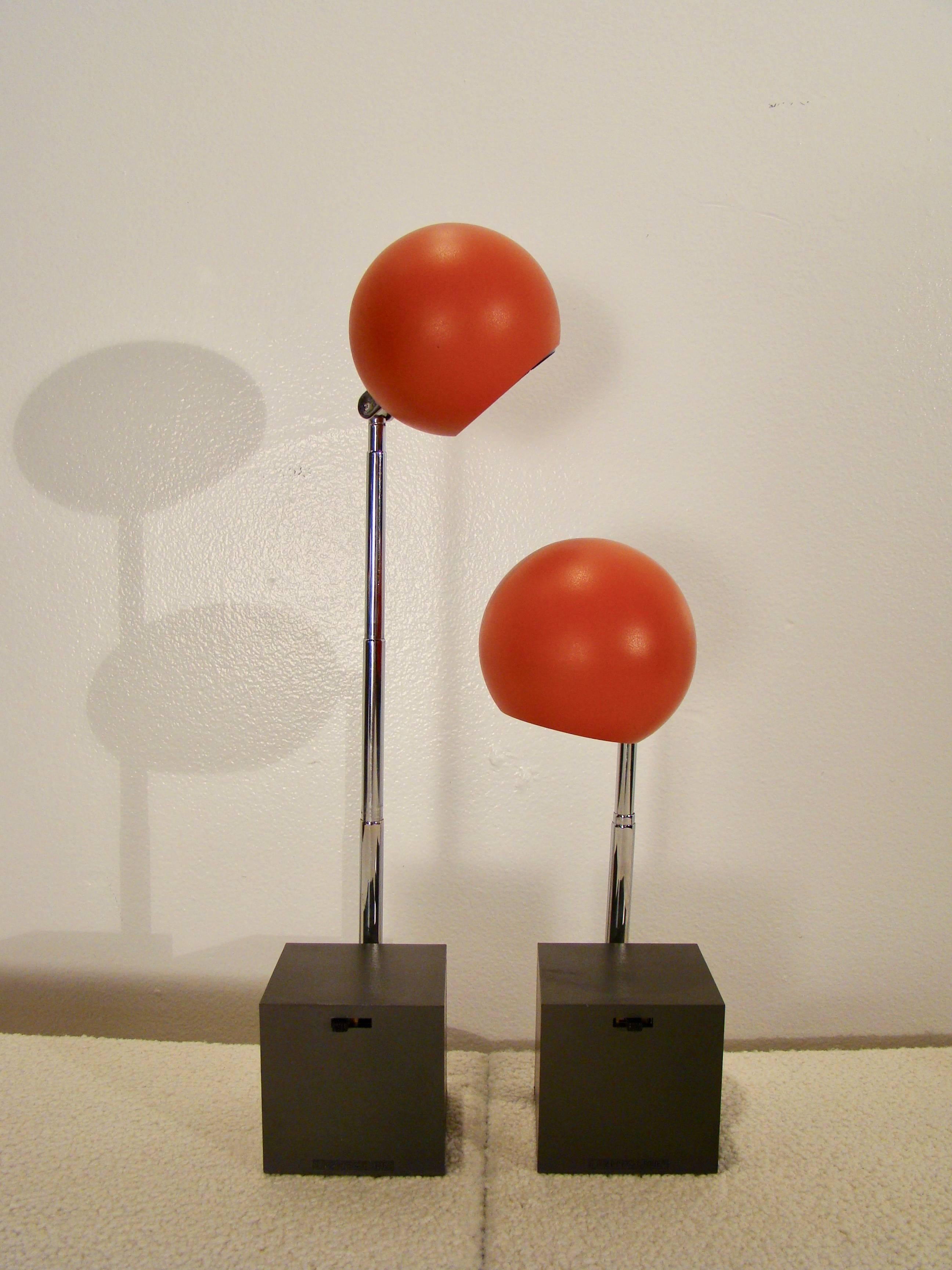 Mid-20th Century Michael Lax Lytegem Lightolie, Pair of Telescopic Eyeball Tasks Lamps in Box For Sale
