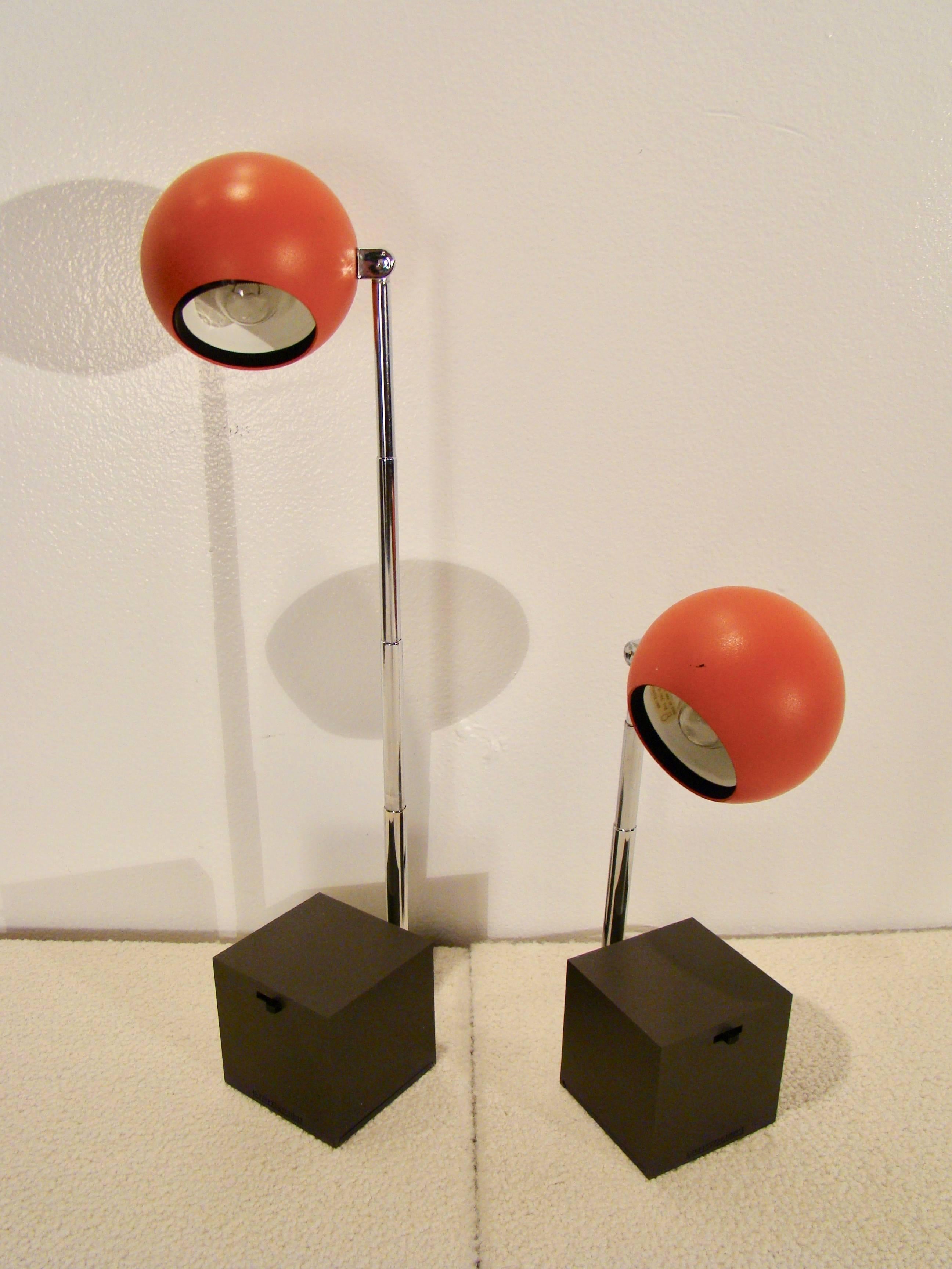 Michael Lax Lytegem Lightolie, Pair of Telescopic Eyeball Tasks Lamps in Box For Sale 1