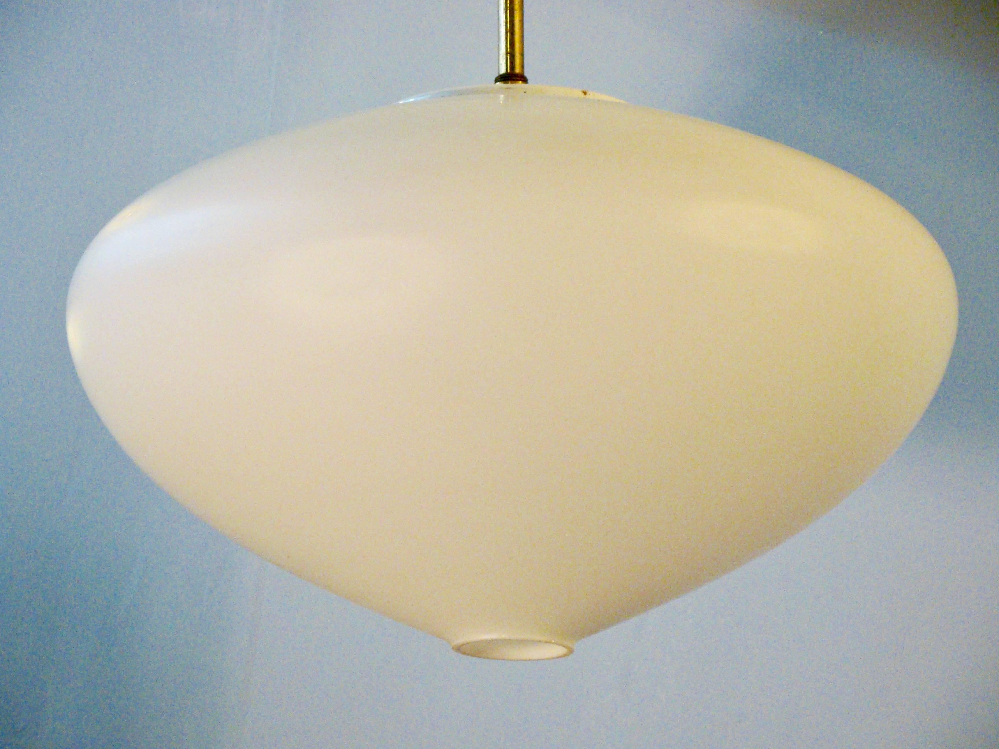 Lightolier Opaque Glass Globe Hanging Pendants SATURDAY SALE For Sale 2