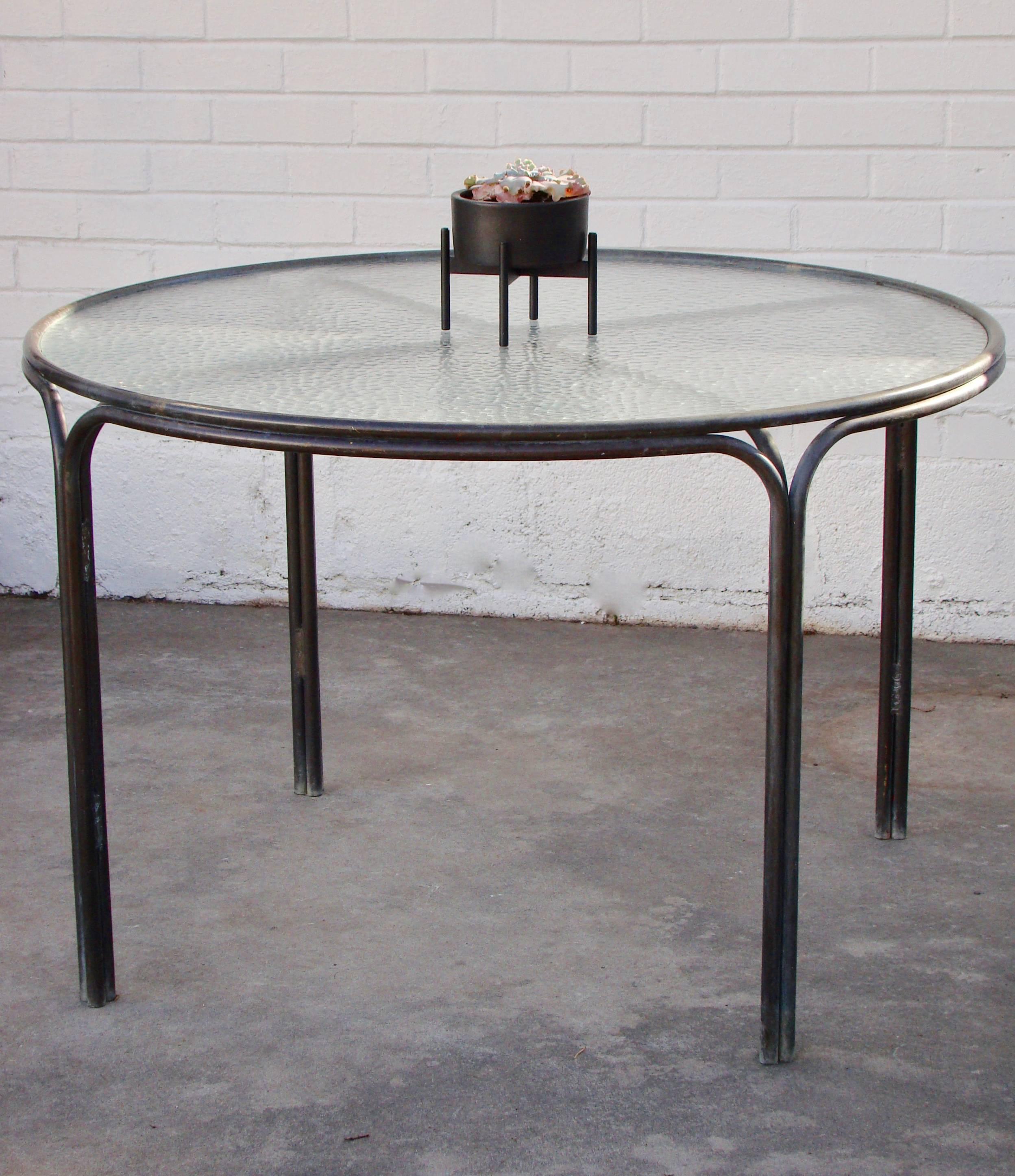 Walter Lamb for Brown Jordan Tubular Bronze Dining Set  SATURDAY SALE In Good Condition For Sale In Denver, CO